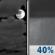 Sunday Night: A chance of rain showers after 1am. Mostly cloudy, with a low around 56. South wind 15 to 20 mph. Chance of precipitation is 40%. New rainfall amounts less than a tenth of an inch possible. Sunday Night: Mostly Cloudy then Chance Rain Showers