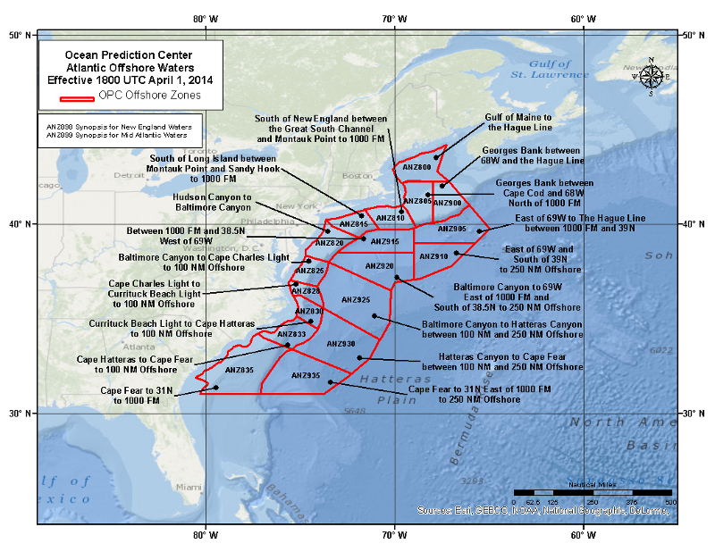Atlantic ANZ935: Cape Fear to 31N east of 1000 fm to 250 nm offshore zone map